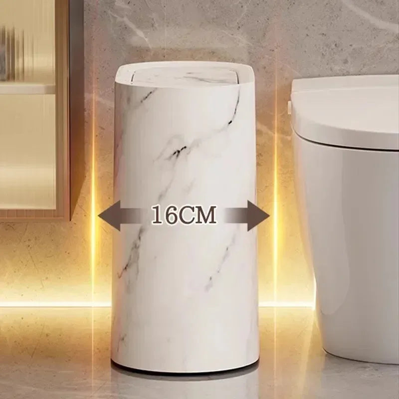 Luxury Marble Design Trash Can | Nordic Modern Wastebasket for Bathroom