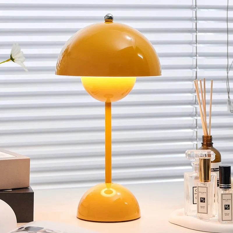 Rechargeable LED Mushroom Table Lamp with Portable Flowerpot Design