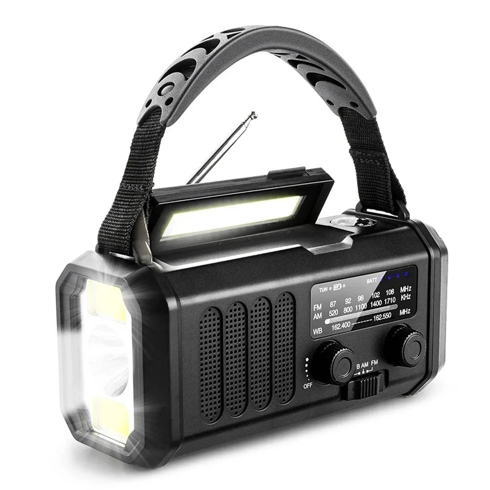 Emergency NOAA Weather Radio with Solar Hand Crank and SOS Power Bank