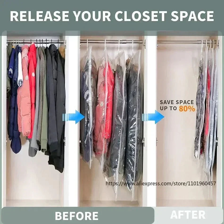Space Saving Hanging Vacuum Storage Bags for Clothes Set of 3