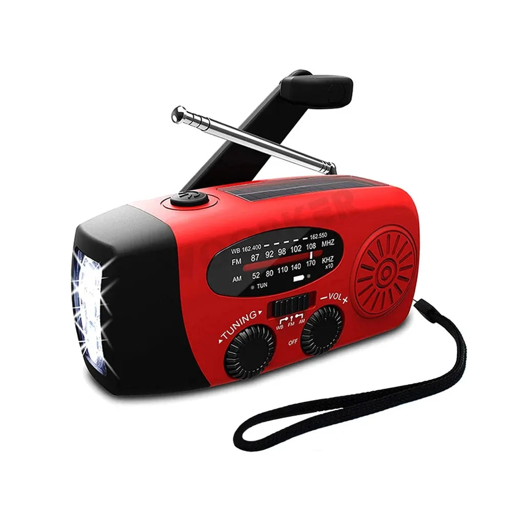 Emergency NOAA Weather Radio with Solar Hand Crank and SOS Power Bank