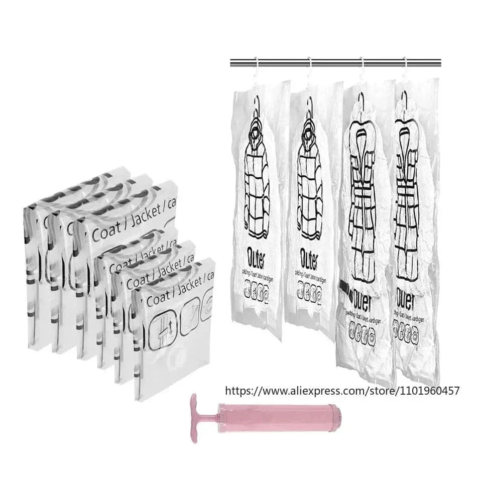 Space Saving Hanging Vacuum Storage Bags for Clothes Set of 3
