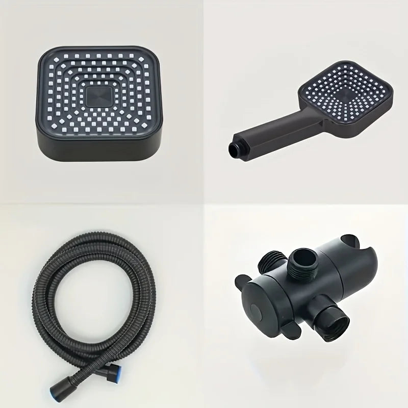 High-Flow Wall-Mounted Square Rain Shower and Handheld Combo Set