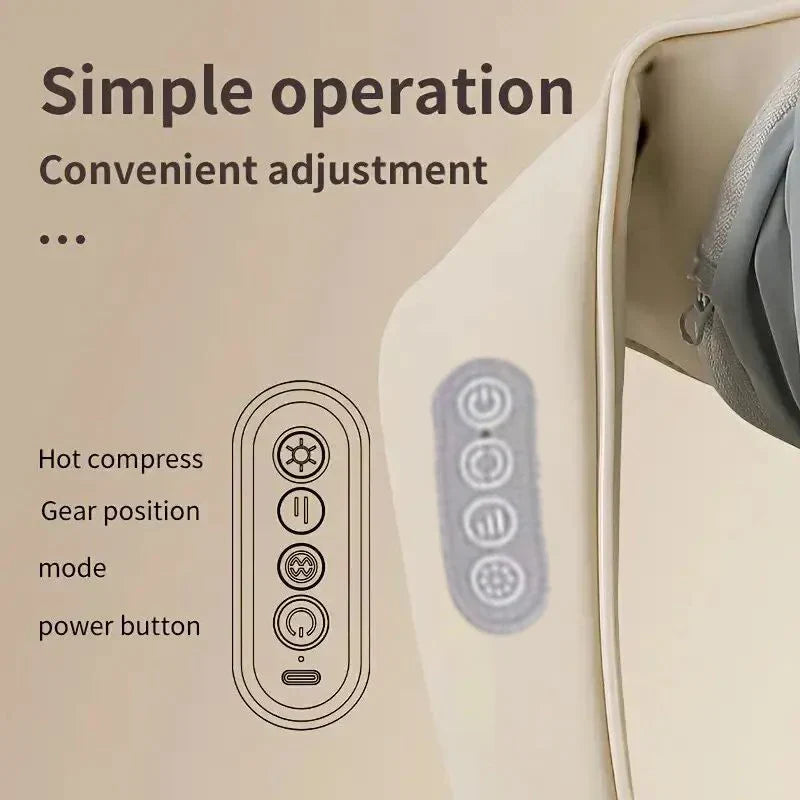 Rechargeable Neck & Shoulder Massager | Portable Shiatsu with Heat