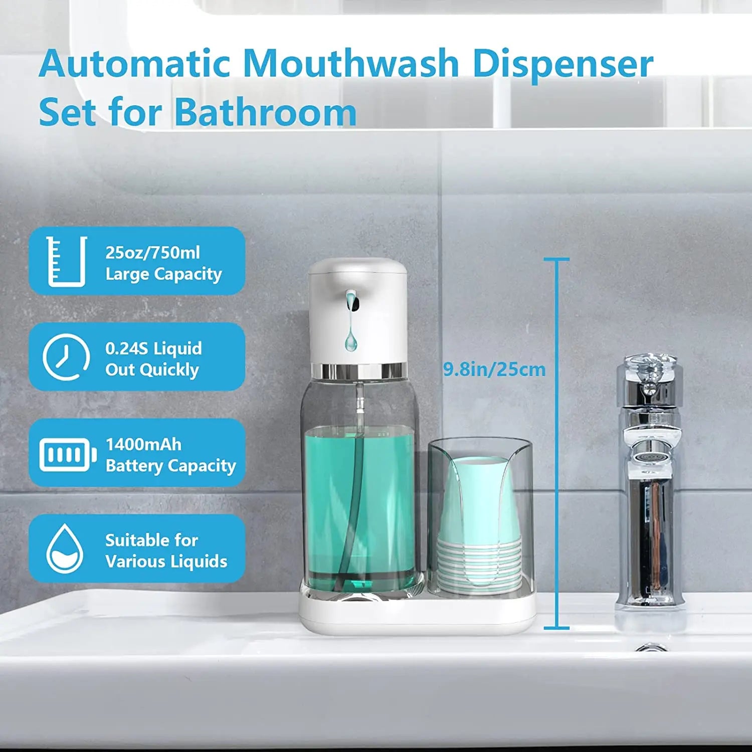 Automatic Mouthwash Dispenser | Touchless Bathroom Oral Rinse Station