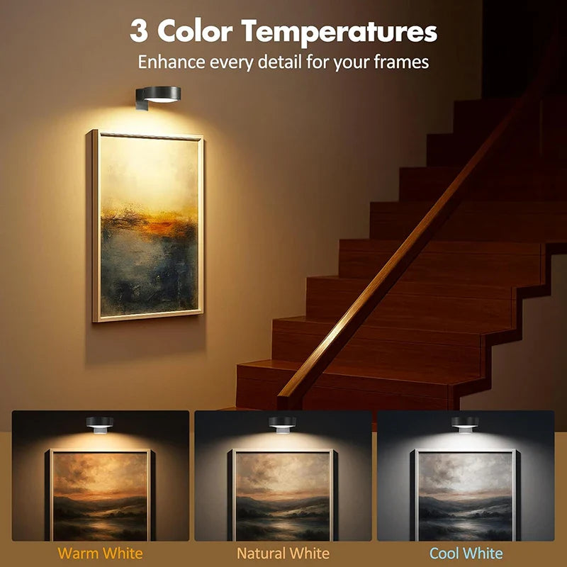 Magnetic Battery Operated Dimmable Art Wall Lights with Remote 3 Pack
