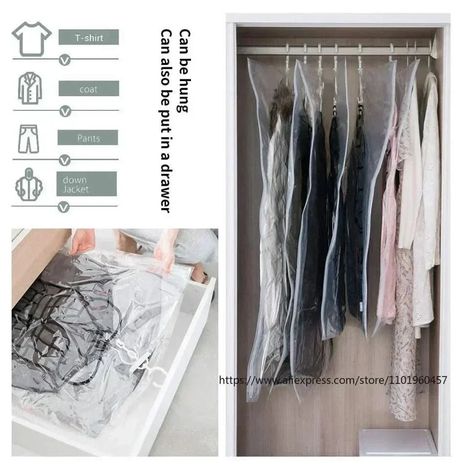 Space Saving Hanging Vacuum Storage Bags for Clothes Set of 3