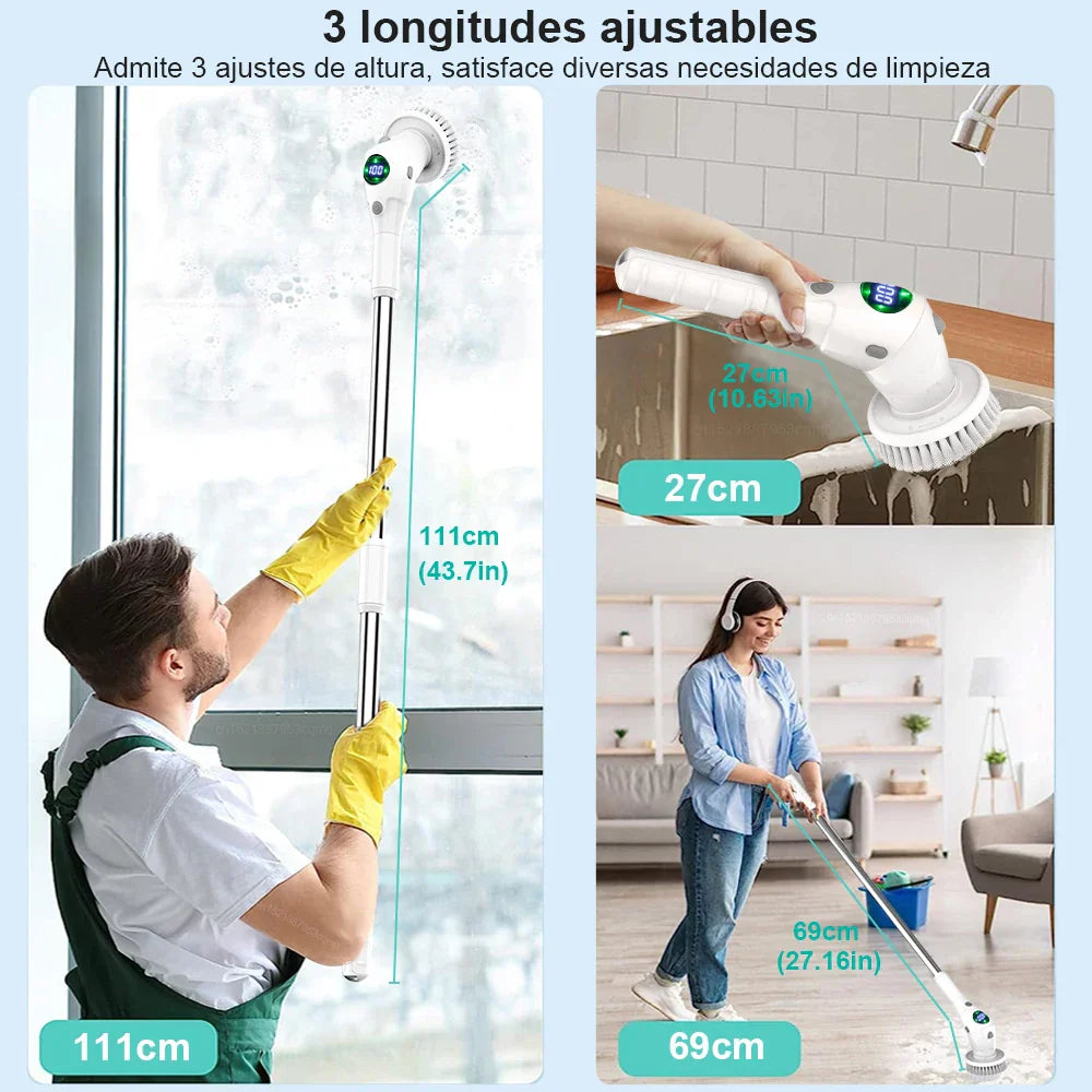 Wireless Electric Spin Scrubber and Cordless Brush with 8 Head Set