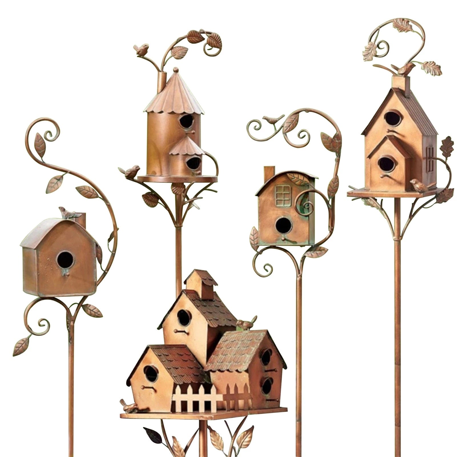 Metal Art Birdhouse Garden Stake – Handcrafted Decorative Bird Feeder Sculpture for Yard & Patio