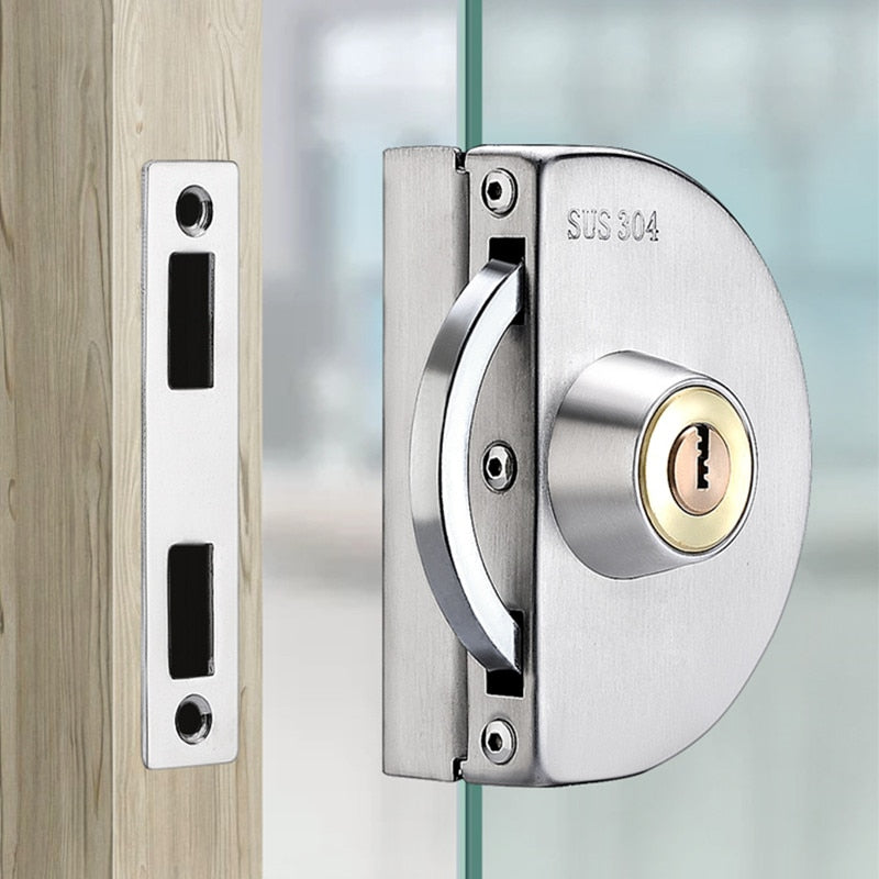 Secure Stainless Steel Sliding Glass Door Lock – No-Drill Safety Latch for Home, Office & Patio Doors