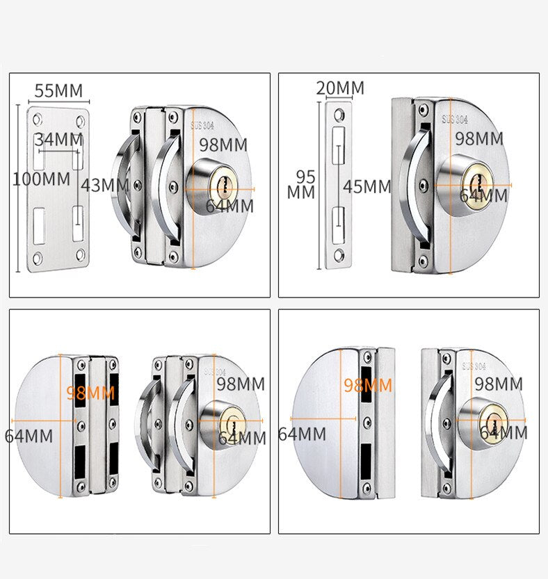 Secure Stainless Steel Sliding Glass Door Lock – No-Drill Safety Latch for Home, Office & Patio Doors