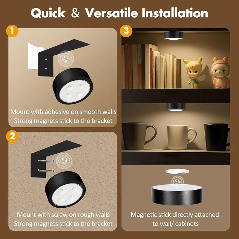 Magnetic Battery Operated Dimmable Art Wall Lights with Remote 3 Pack