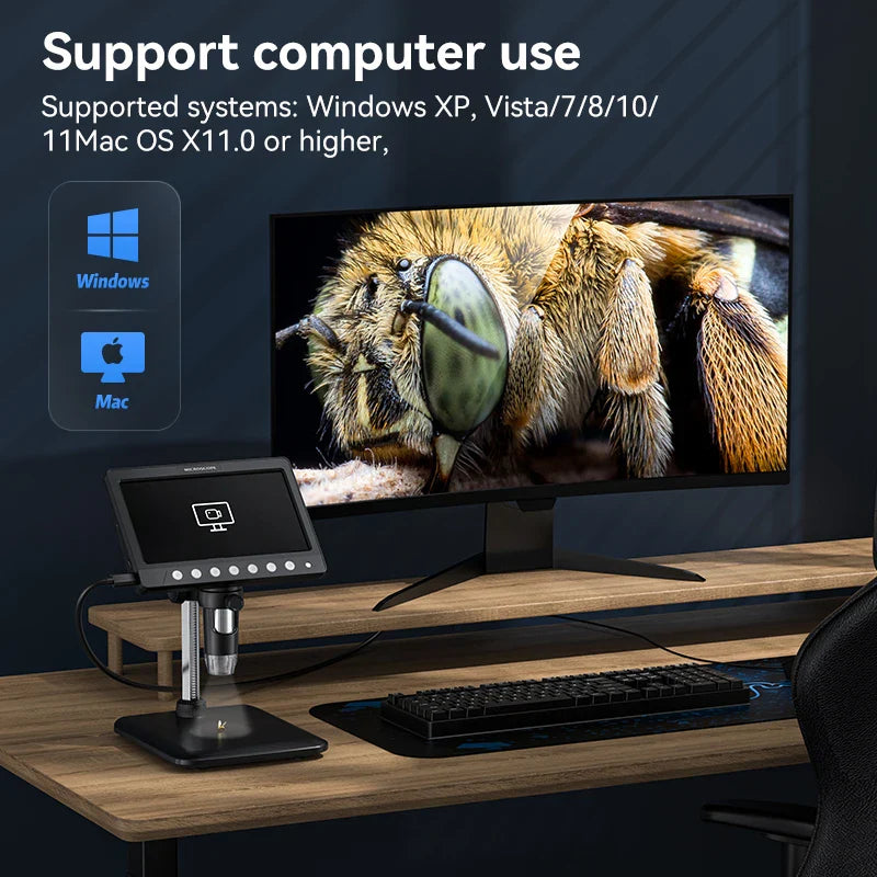 HD Digital Soldering Microscope with 1200X Zoom and 7 Inch IPS Screen