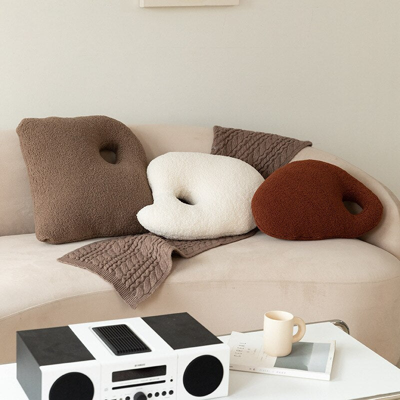 Stone Shaped Plush Pillows | Fluffy Pebble Floor Cushions for Home Decor