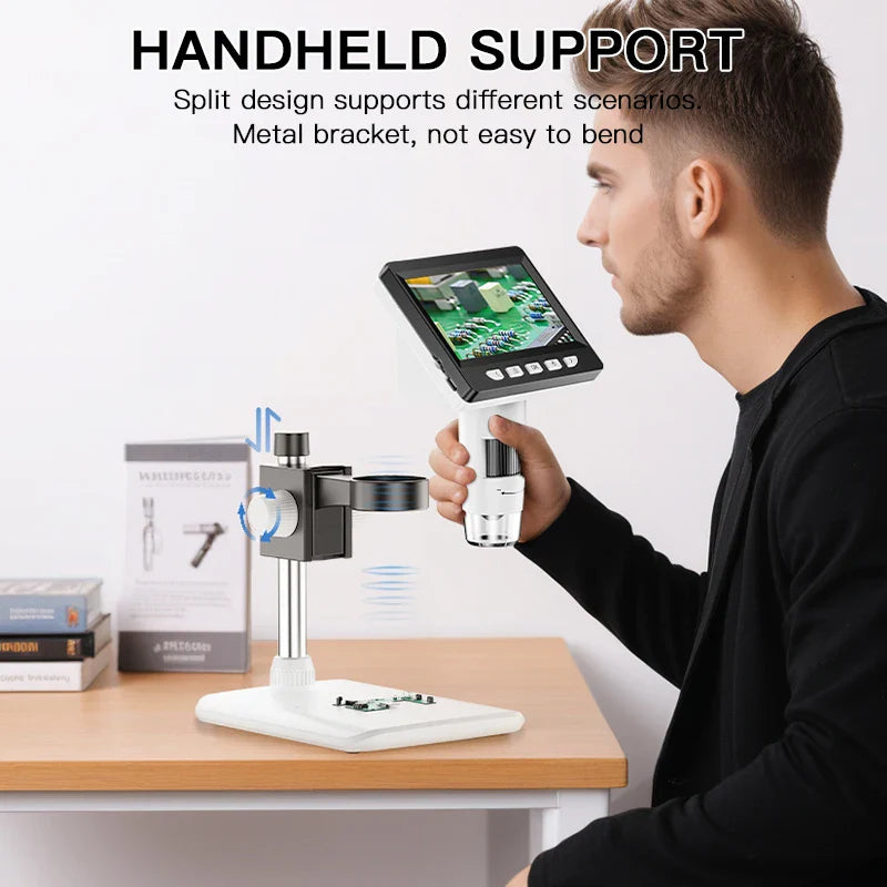 Digital Coin and Soldering Microscope with 1000X Zoom and 4.3 Inch IPS