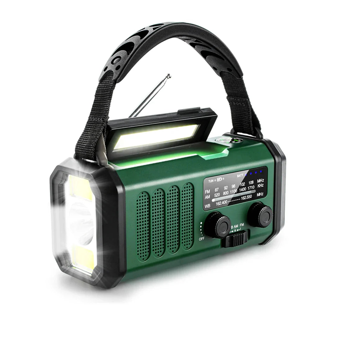 Emergency NOAA Weather Radio with Solar Hand Crank and SOS Power Bank