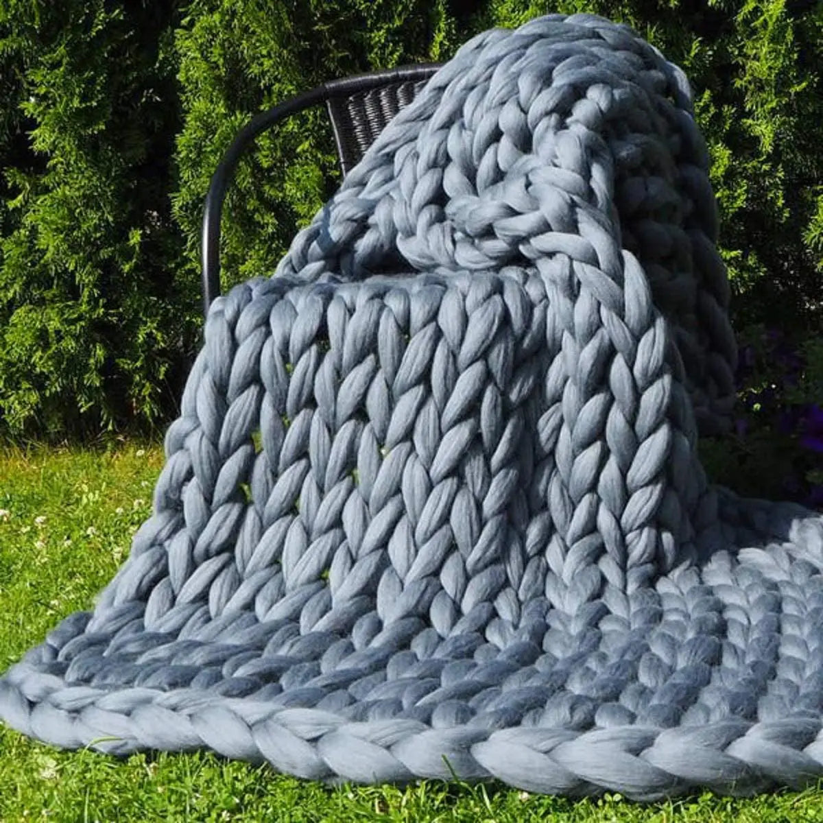 Chunky Knit Wool Blanket | Decorative Sofa Throw for Bed & Home