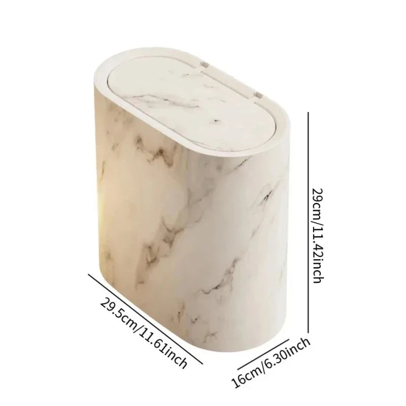 Luxury Marble Design Trash Can | Nordic Modern Wastebasket for Bathroom