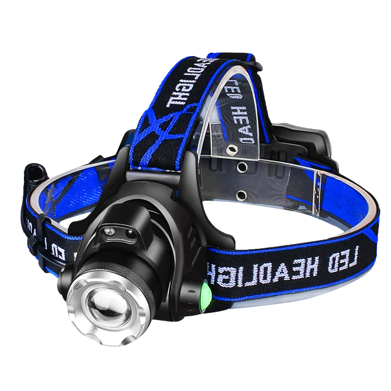 Rechargeable Waterproof LED Headlamp with Zoomable Beam for Camping