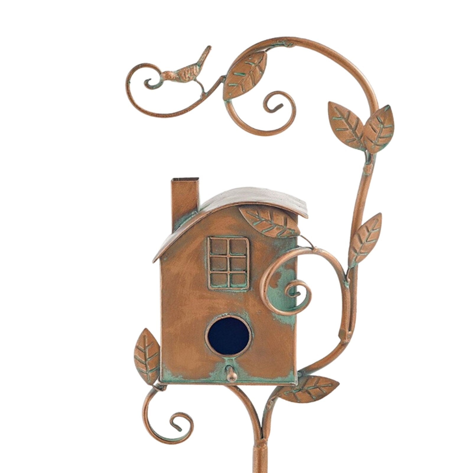 Metal Art Birdhouse Garden Stake – Handcrafted Decorative Bird Feeder Sculpture for Yard & Patio