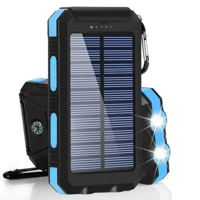 Portable Solar Power Bank and Phone Charger with LED Light 20000mAh