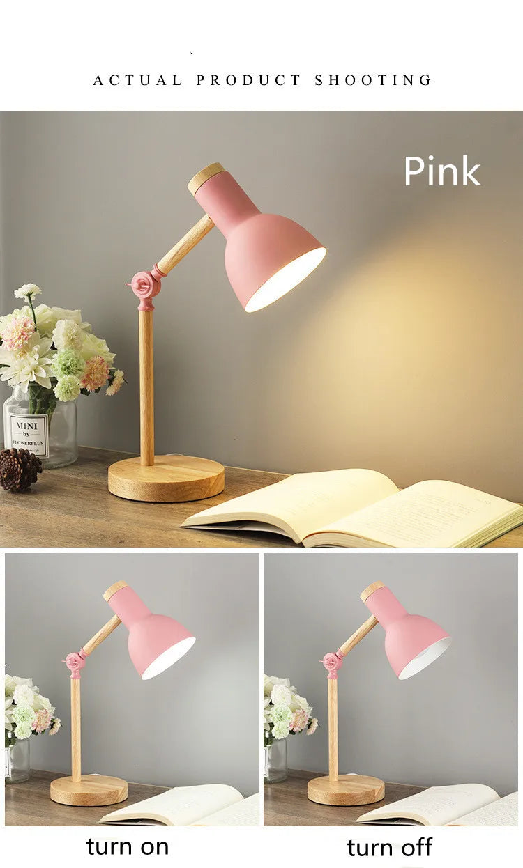 Nordic Wooden LED Table Lamp, Eye Protection Bedside Night Light