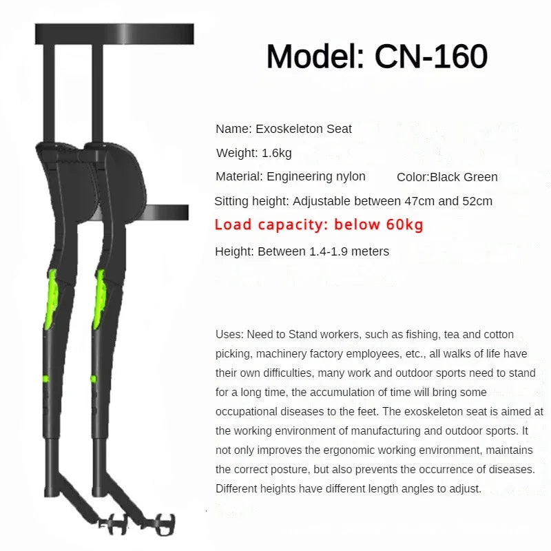 Wearable Exoskeleton Folding Chair and Portable Outdoor Travel Seat