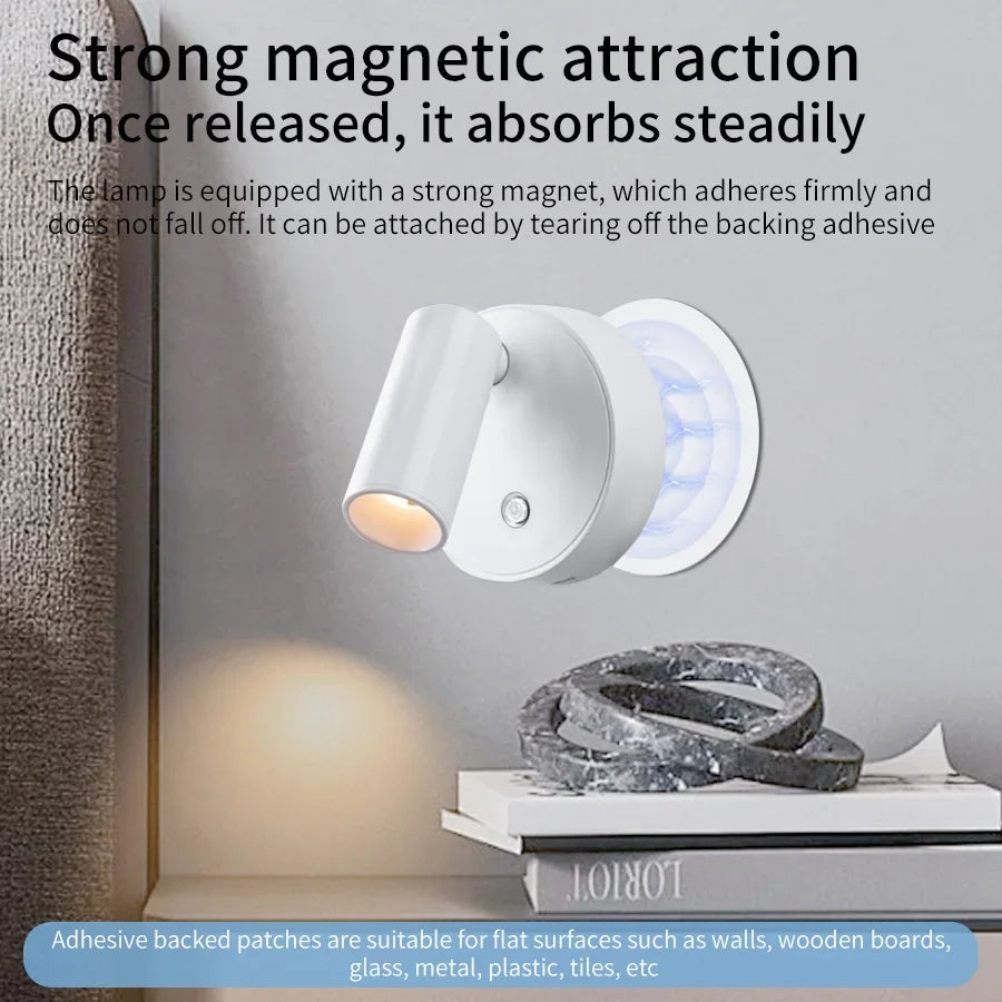 Magnetic Rechargeable LED Wall Light with Touch Dimming for Bedside