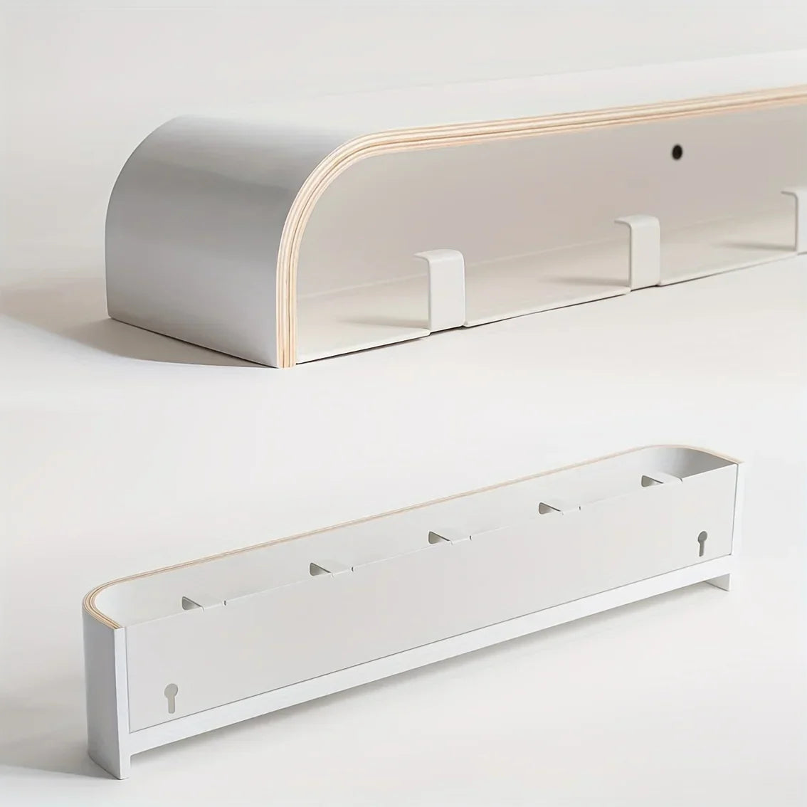 Nordic Wall Mounted Coat Rack with Shelf and Hidden Hooks | Entryway Storage Wardrobe