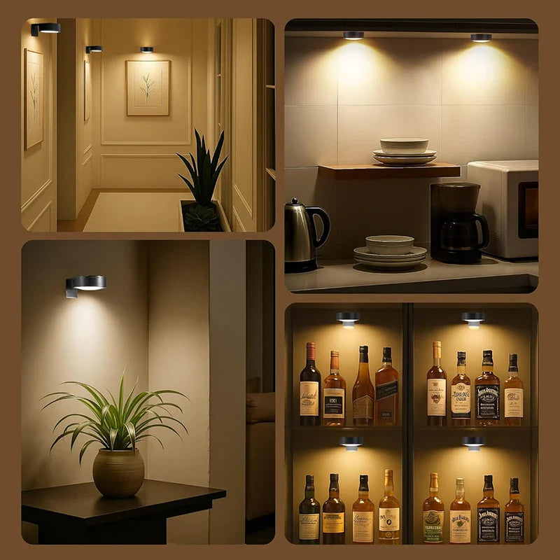 Magnetic Battery Operated Dimmable Art Wall Lights with Remote 3 Pack
