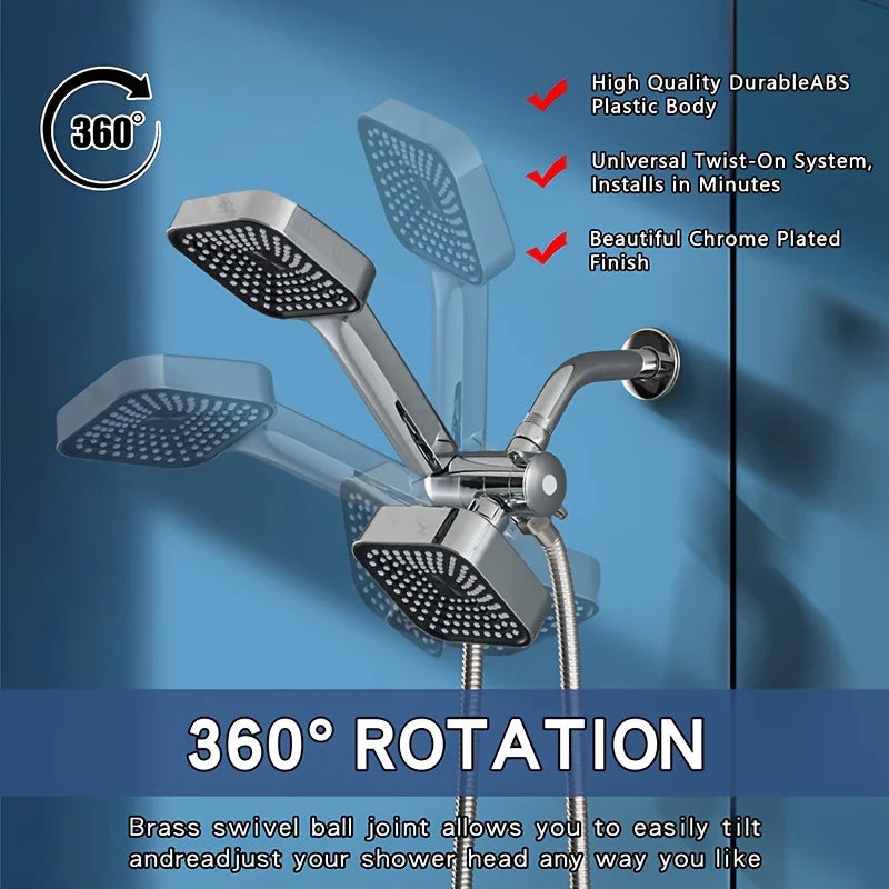 High-Flow Wall-Mounted Square Rain Shower and Handheld Combo Set