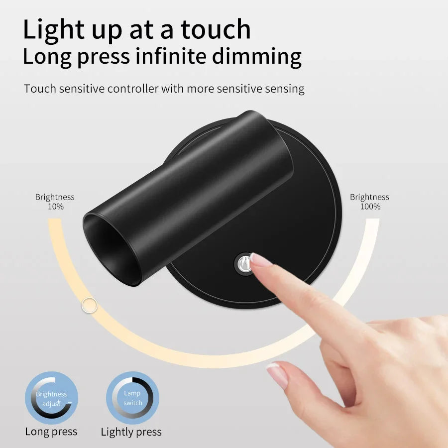 Magnetic Rechargeable LED Wall Light with Touch Dimming for Bedside