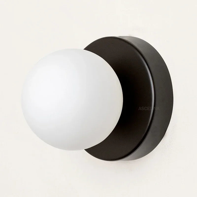 Nordic Glass Orb LED Wall Sconce for Bedroom and Hallway Lighting