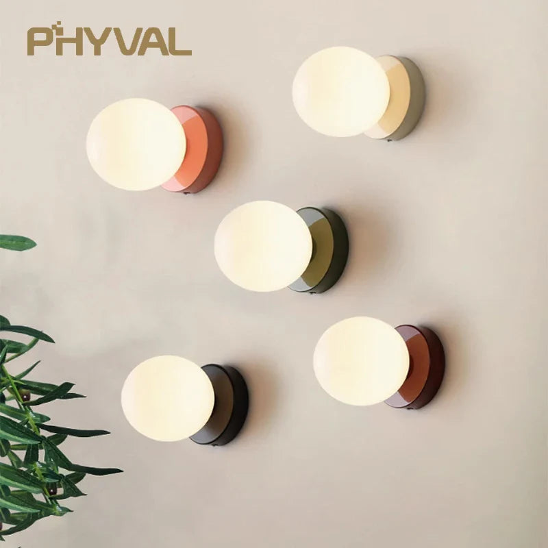 Nordic Glass Orb LED Wall Sconce for Bedroom and Hallway Lighting