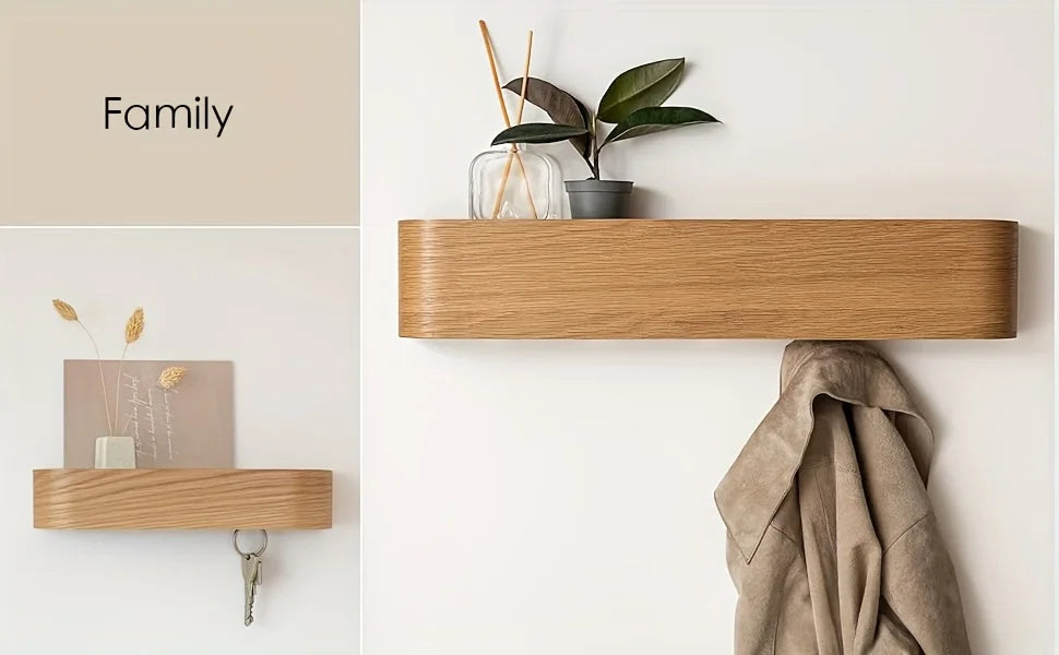 Nordic Wall Mounted Coat Rack with Shelf and Hidden Hooks | Entryway Storage Wardrobe