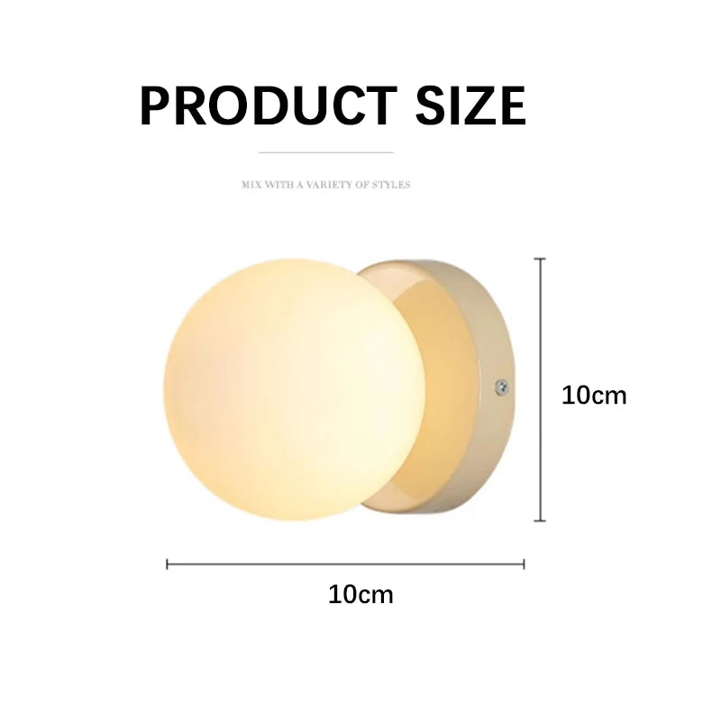 Nordic Glass Orb LED Wall Sconce for Bedroom and Hallway Lighting