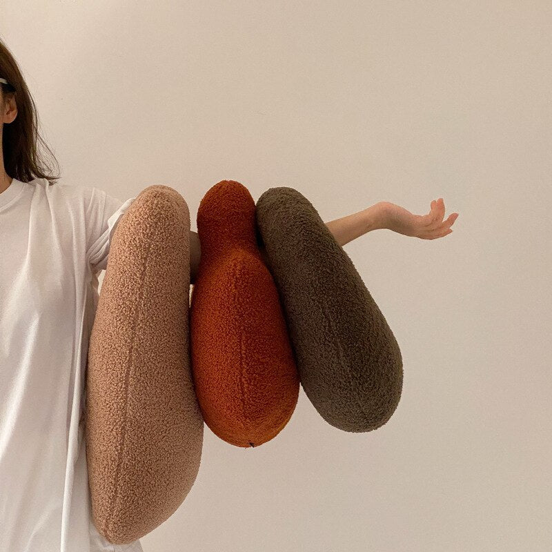 Stone Shaped Plush Pillows | Fluffy Pebble Floor Cushions for Home Decor