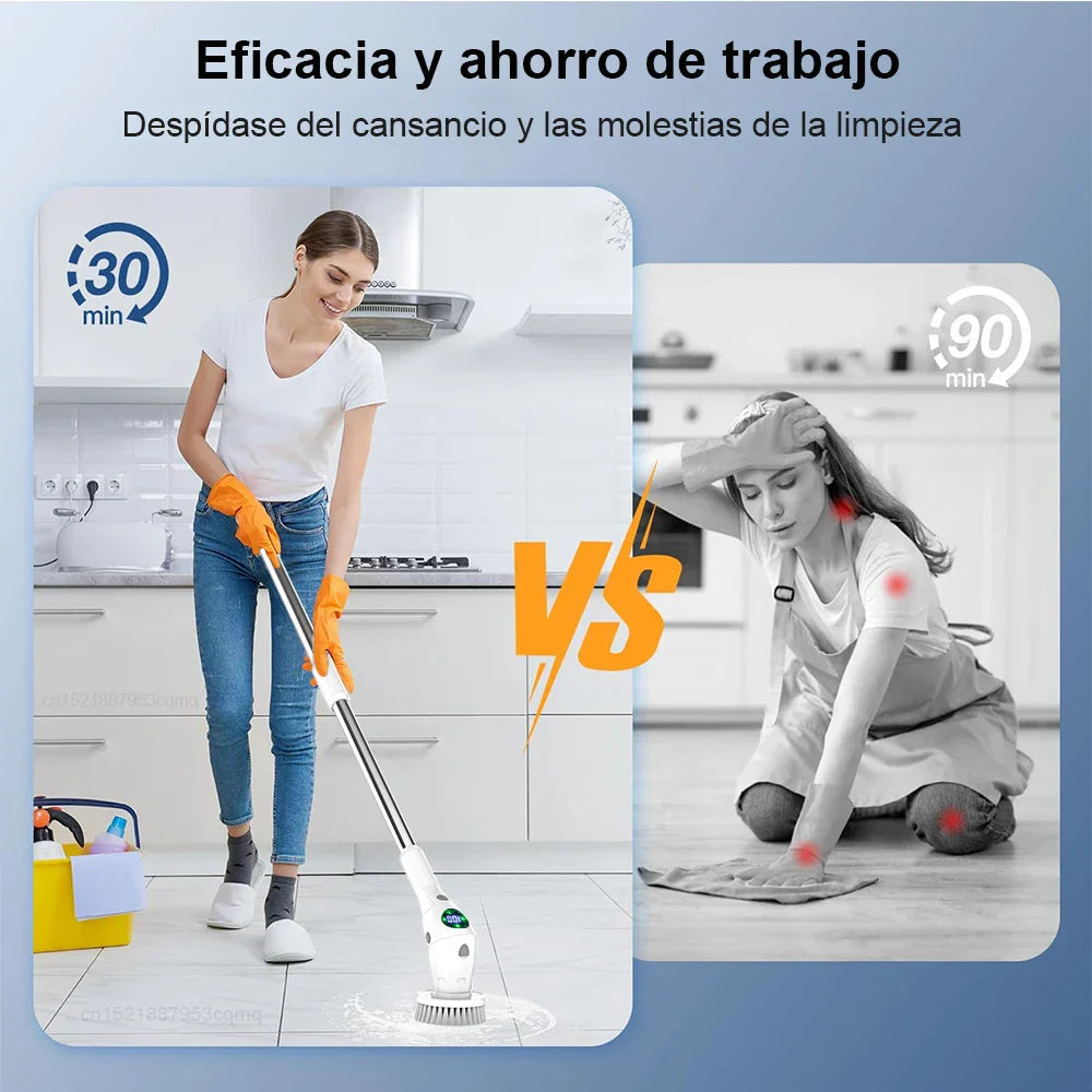 Wireless Electric Spin Scrubber and Cordless Brush with 8 Head Set