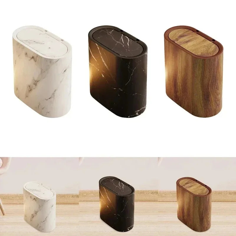 Luxury Marble Design Trash Can | Nordic Modern Wastebasket for Bathroom