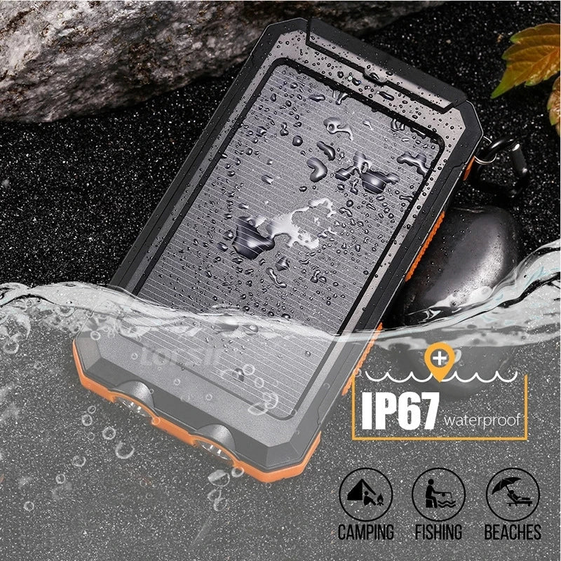 Portable Solar Power Bank and Phone Charger with LED Light 20000mAh
