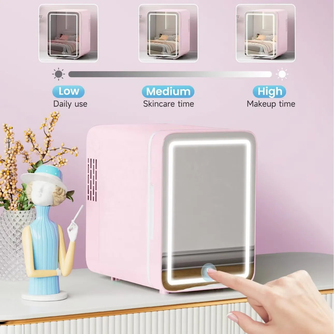 Portable Skincare and Beauty Mini Fridge with LED Light 4L