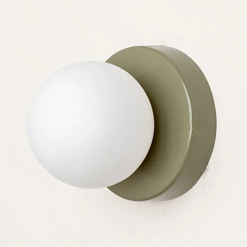Nordic Glass Orb LED Wall Sconce for Bedroom and Hallway Lighting