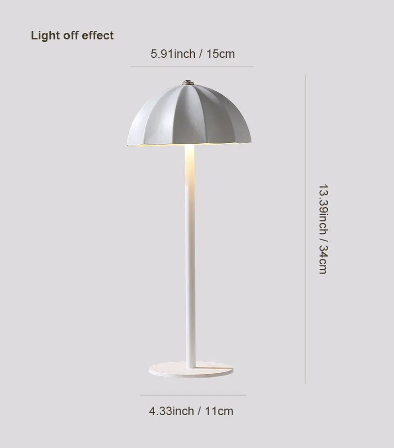Rechargeable Metal LED Umbrella Table Lamp with Touch Dimming