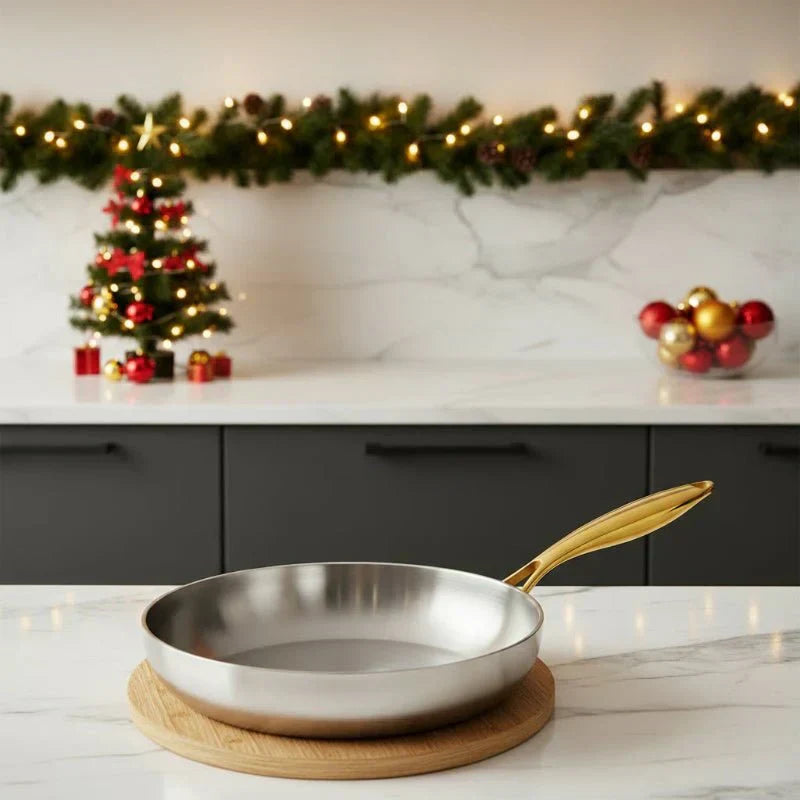 NovaForge 316 Stainless Steel Frying Pan with 7-Layer Design – Induction-Ready Professional Skillet