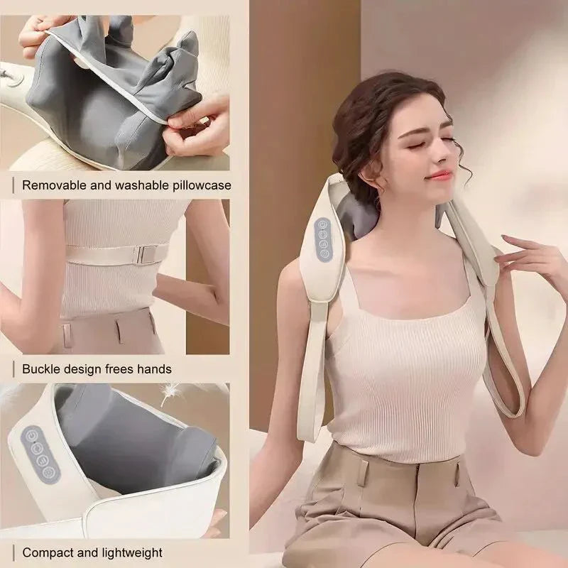 Rechargeable Neck & Shoulder Massager | Portable Shiatsu with Heat