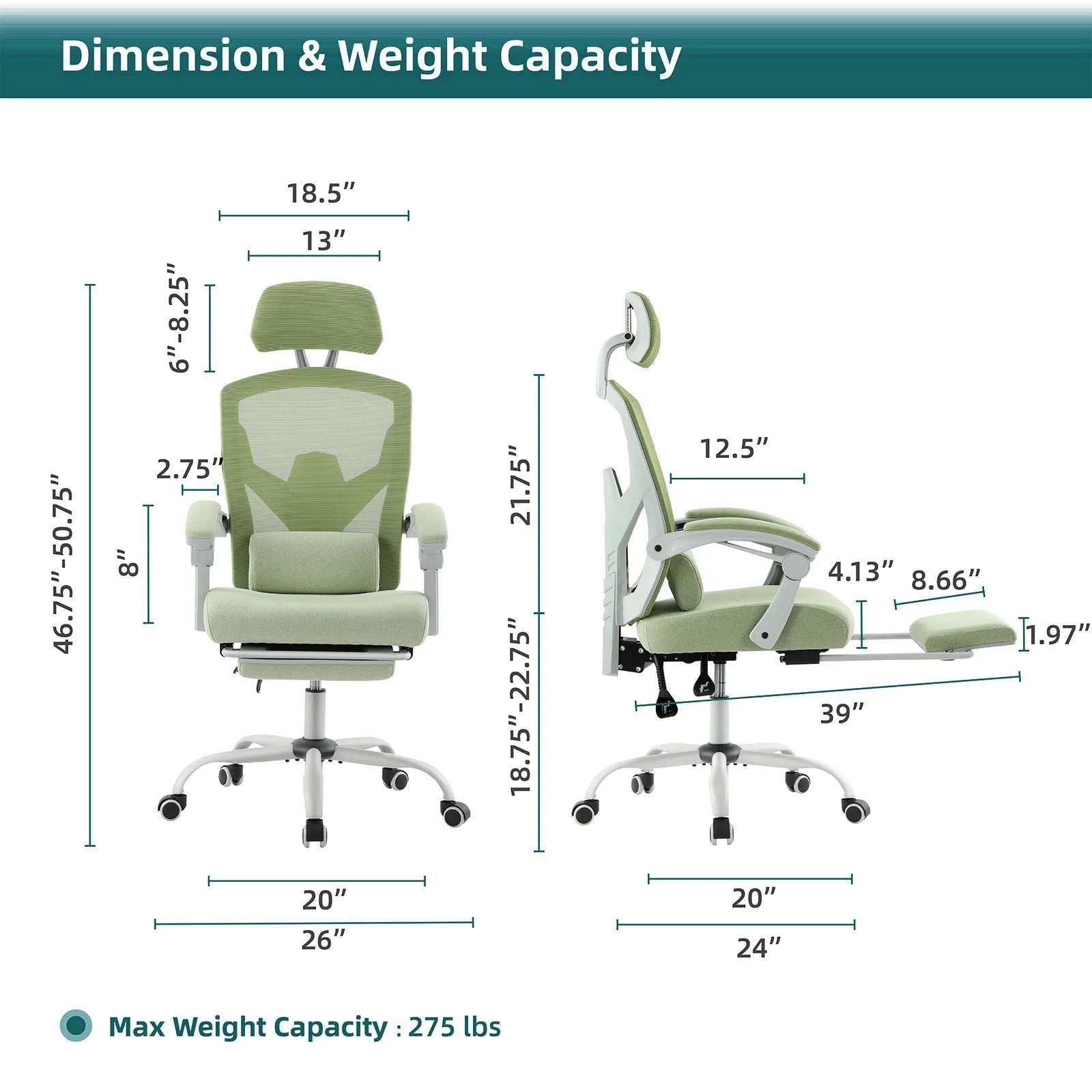 Ergonomic High Back Mesh Gaming Chair with Reclining and Lumbar Support