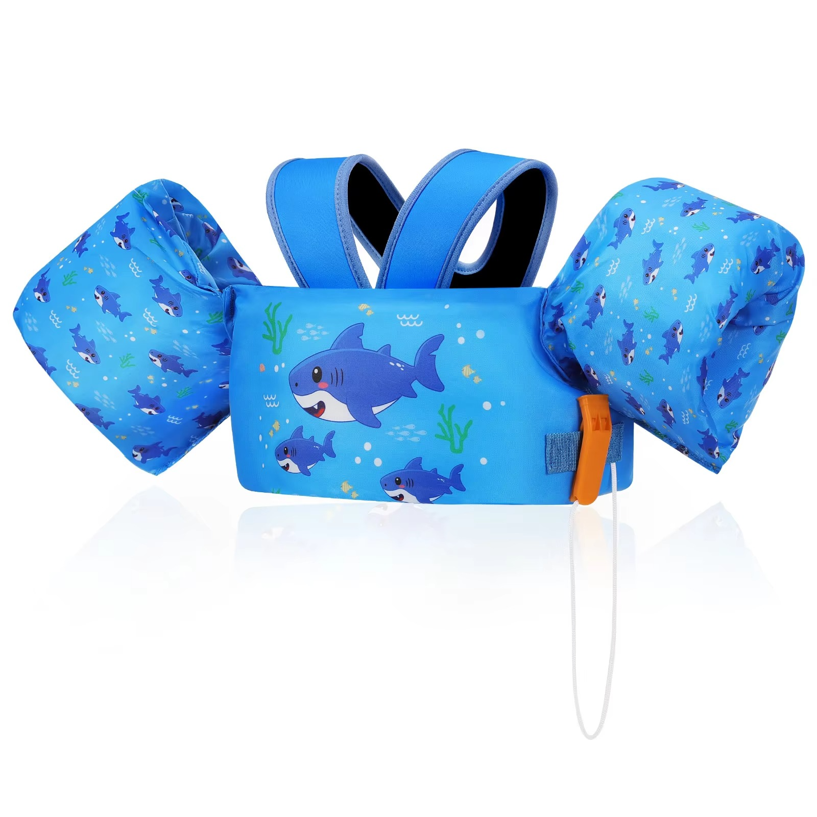 Kids Foam Swimming Life Vest with Arm Floats and Safety Whistle