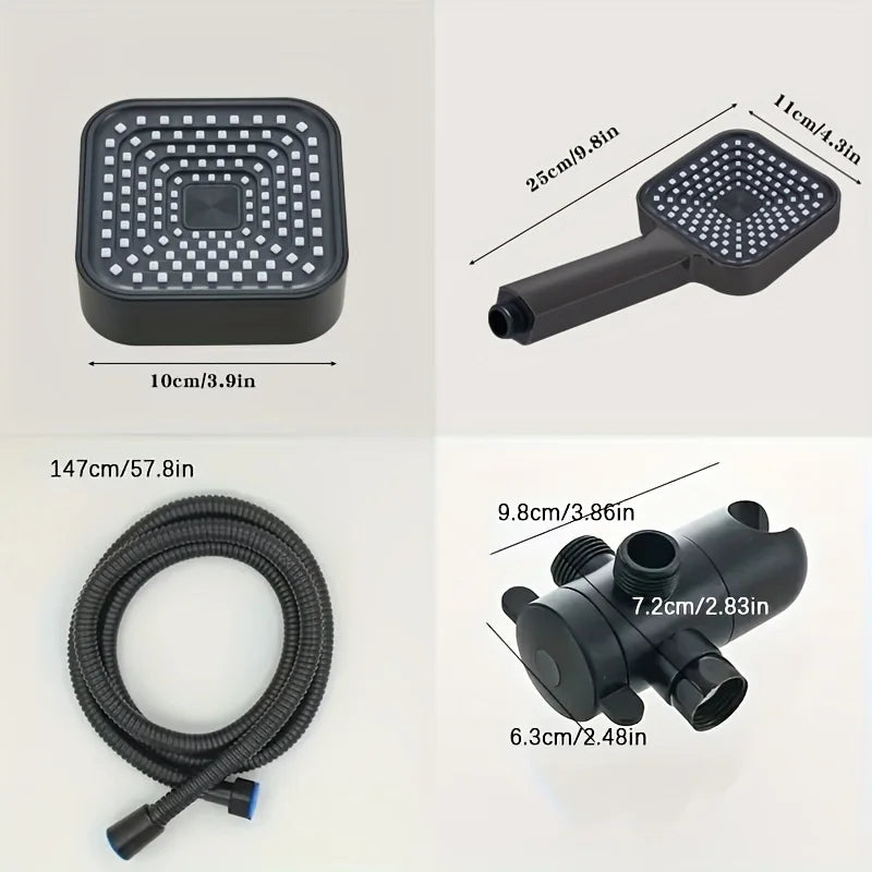 High-Flow Wall-Mounted Square Rain Shower and Handheld Combo Set