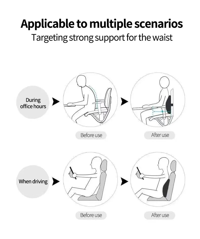 Ergonomic Lumbar Pillow | Lower Back Support Cushion for Posture
