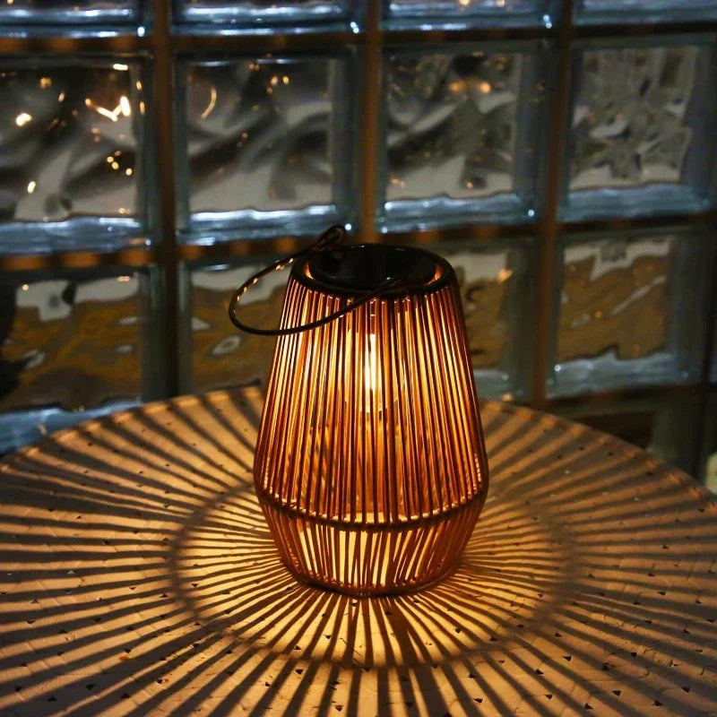 Handwoven Outdoor Solar Lanterns with Tungsten Light | Waterproof Garden Lamp